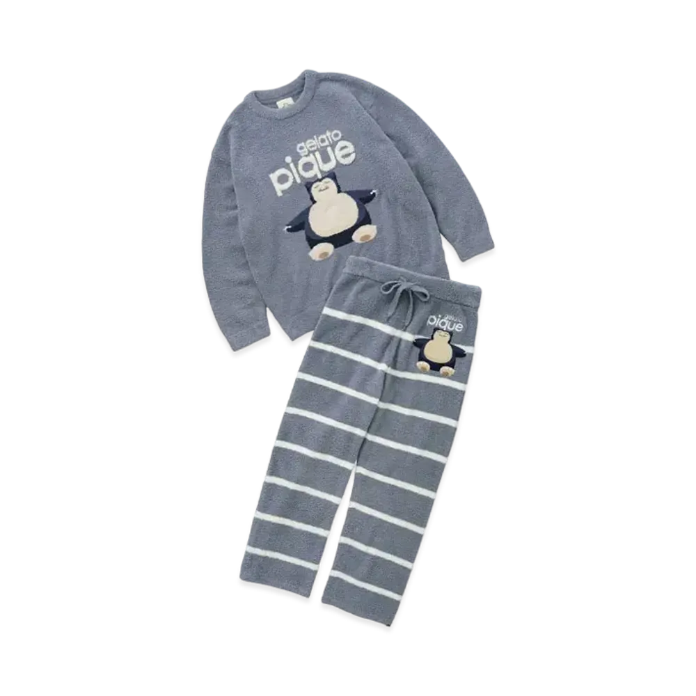 GELATO PIQUE x Pokemon Sleep Mens Babymoko Jacquard Pullover & Long Pants Set #1 "Navy"