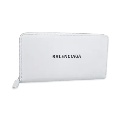 BALENCIAGA Everyday leather Zip Around Wallet "White"