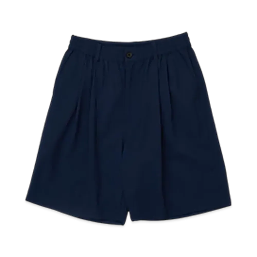 YOKE Wool Tropical 2Pleated Easy Shorts "Navy"