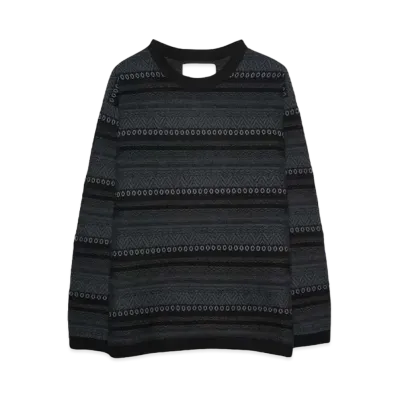 White Mountaineering STRIPE JACQUARD PULLOVER "BLACK"