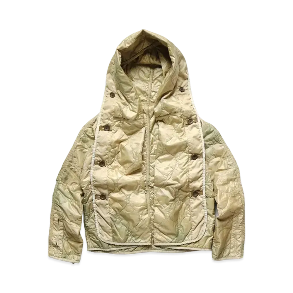 KAPITAL Uneven Dyeing Nylon Quilting Lining Ring Coat "khaki"