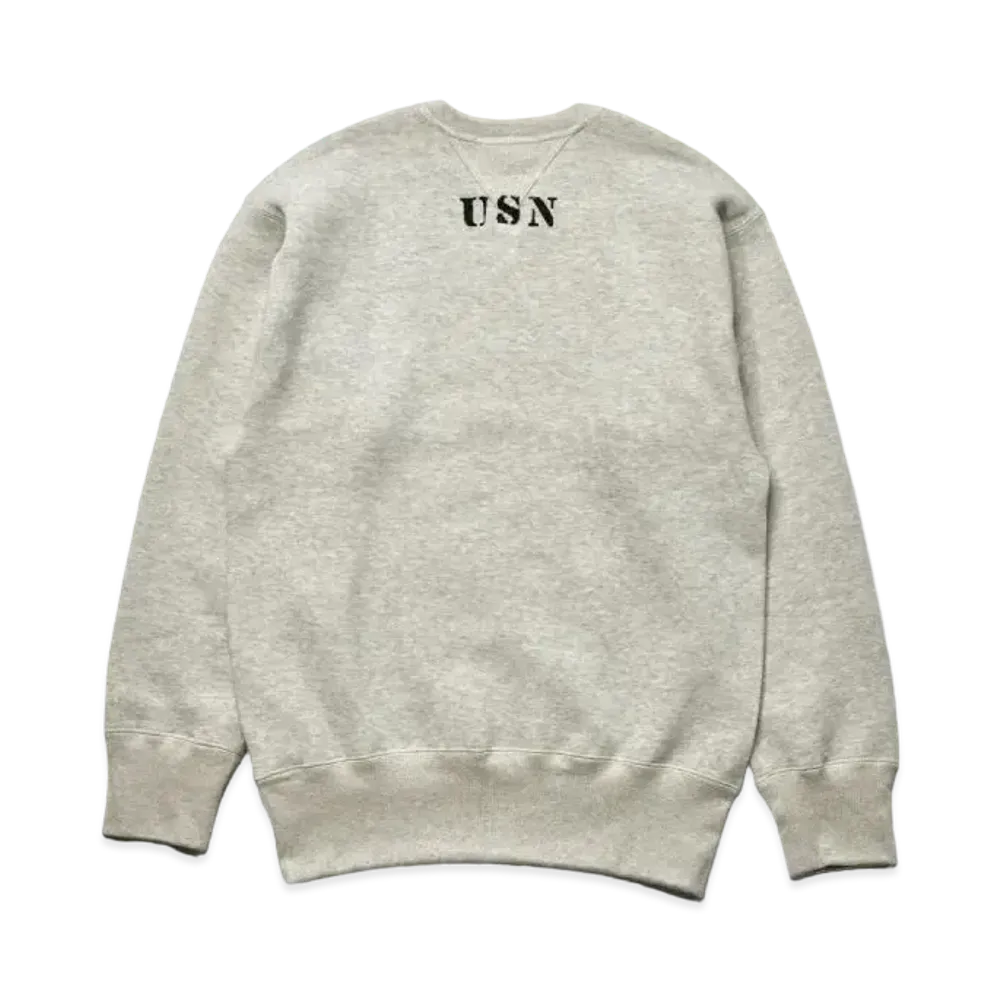 THE REAL McCOY'S Usn Crewneck Sweatshirt "Snow Grey"