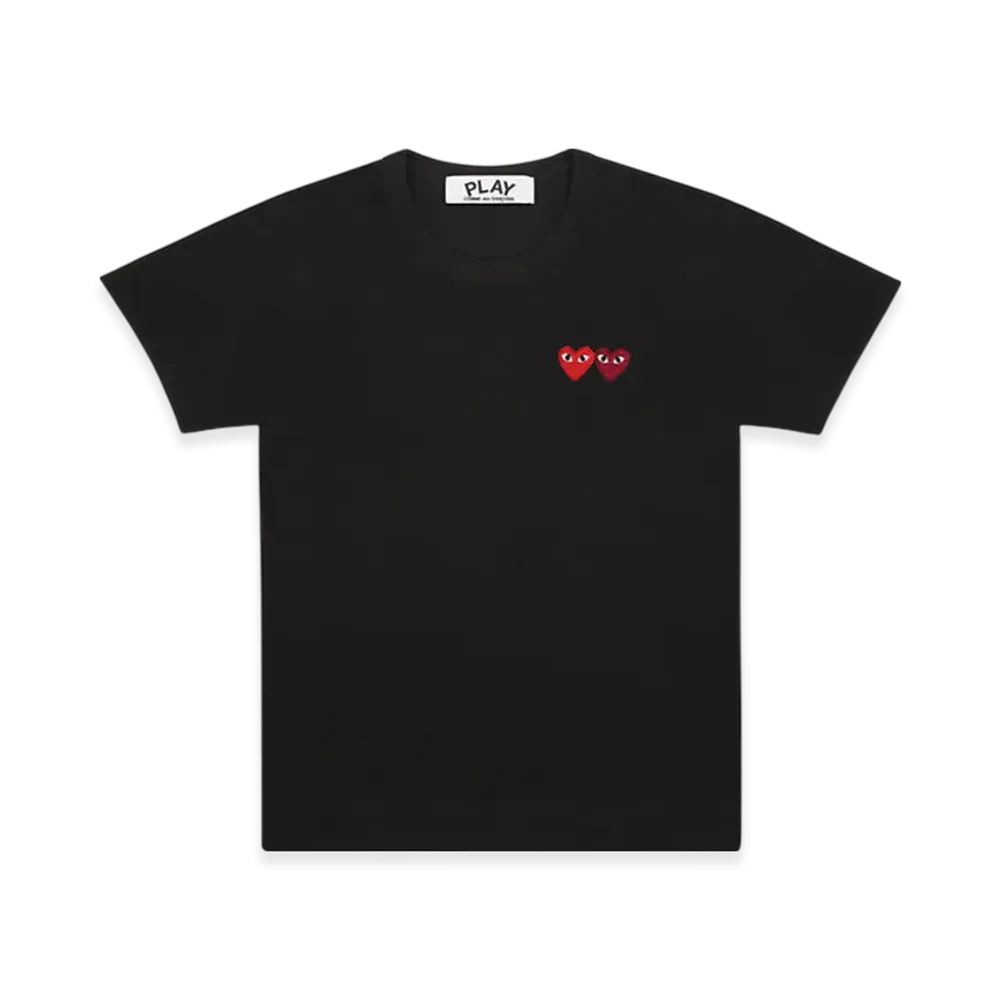 PLAY COMME des GARCONS T-Shirt With Double Heart Ladies "Black"