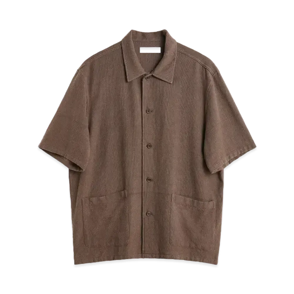 OUR LEGACY Elder Shirt Shortsleeve "Brown Sparse Panama"