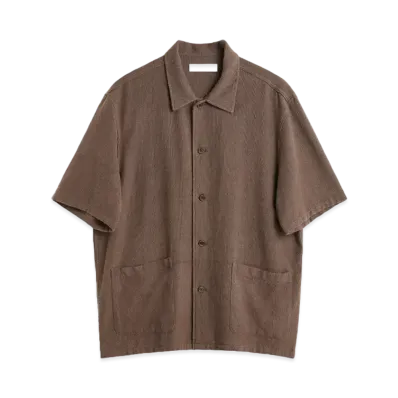 OUR LEGACY Elder Shirt Shortsleeve "Brown Sparse Panama"
