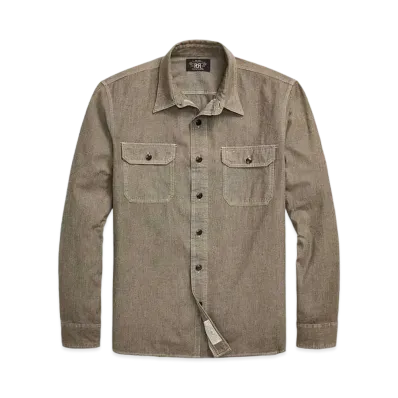 RRL Ralph Lauren Selvedge Jaspe Work Shirt "Gray"