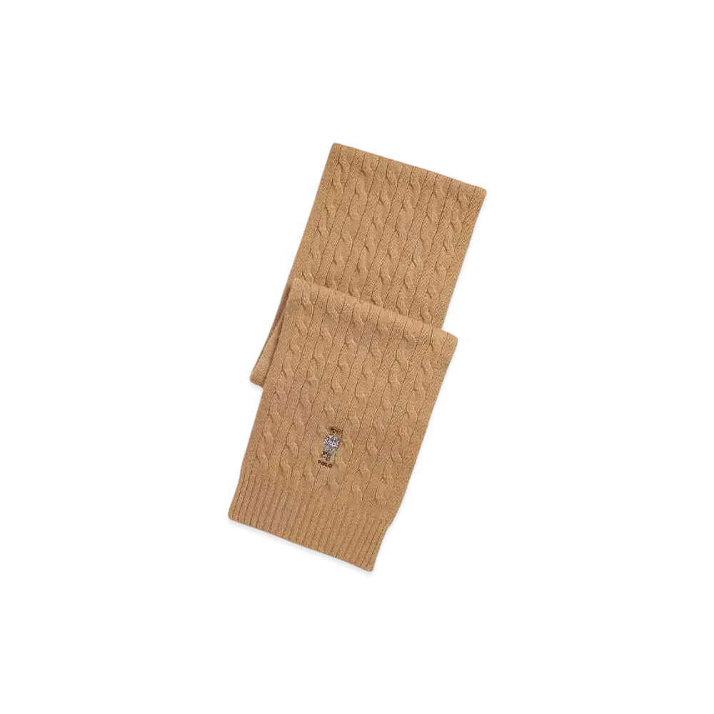 Polo Ralph Lauren Polo Bear Cable Knit Wool Cashmere Muffler "Brown"