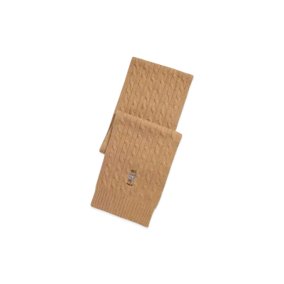Polo Ralph Lauren Polo Bear Cable Knit Wool Cashmere Muffler "Brown"