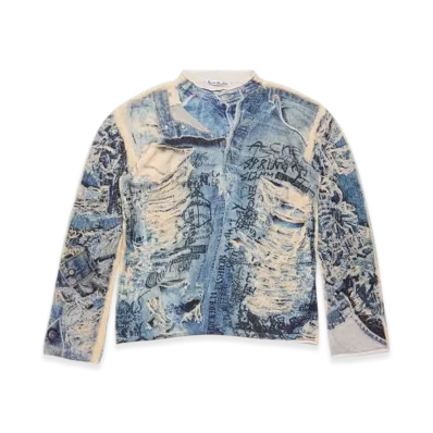 Acne Studios Printed Sweater "Denim Blue"
