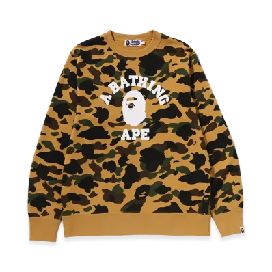 A BATHING APE College Crewneck Sweatshirt "Yellow"