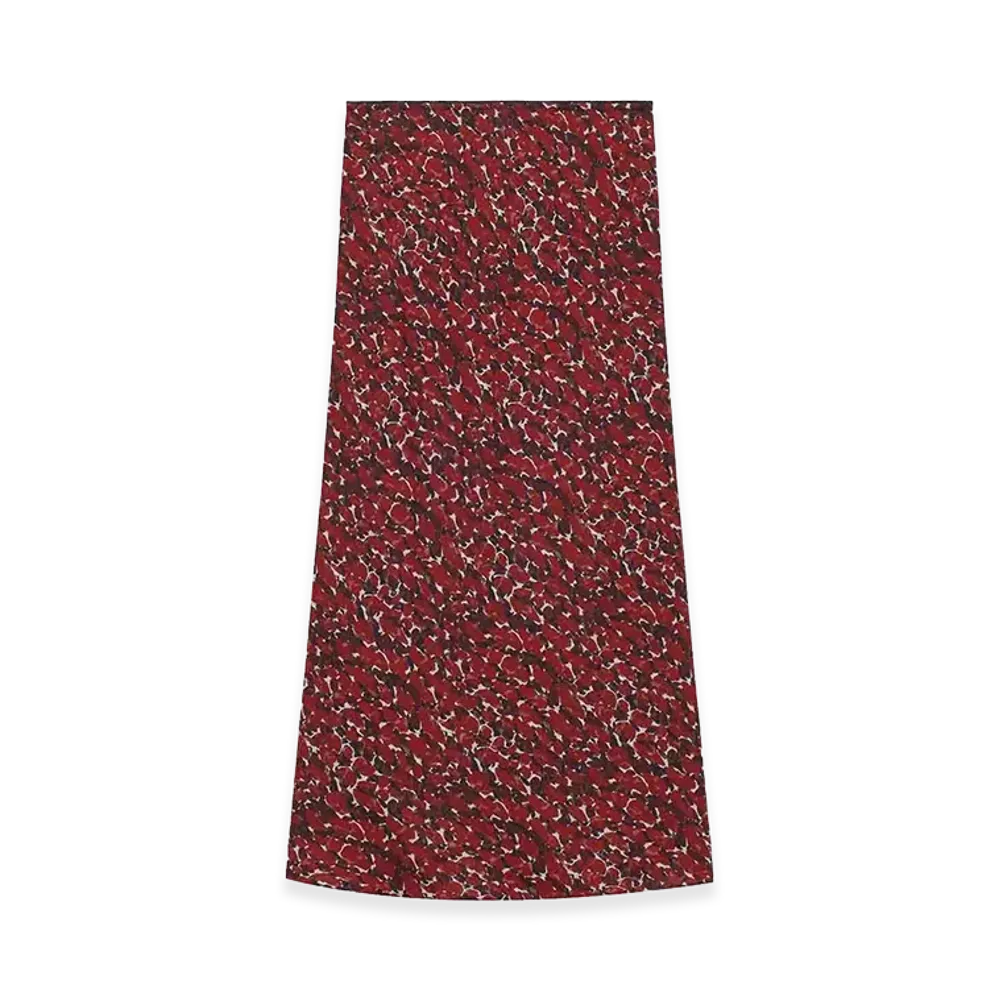 Saint Laurent Women's Printed-Silk Midi Skirt "Multicolor"