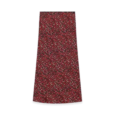 Saint Laurent Women's Printed-Silk Midi Skirt "Multicolor"