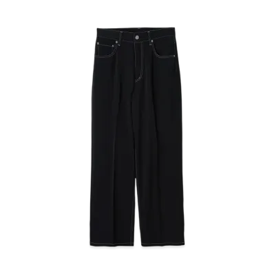 YOKE High-Twisted Polyester Kersey 5P Wide Straight Pants "Carbon Black"