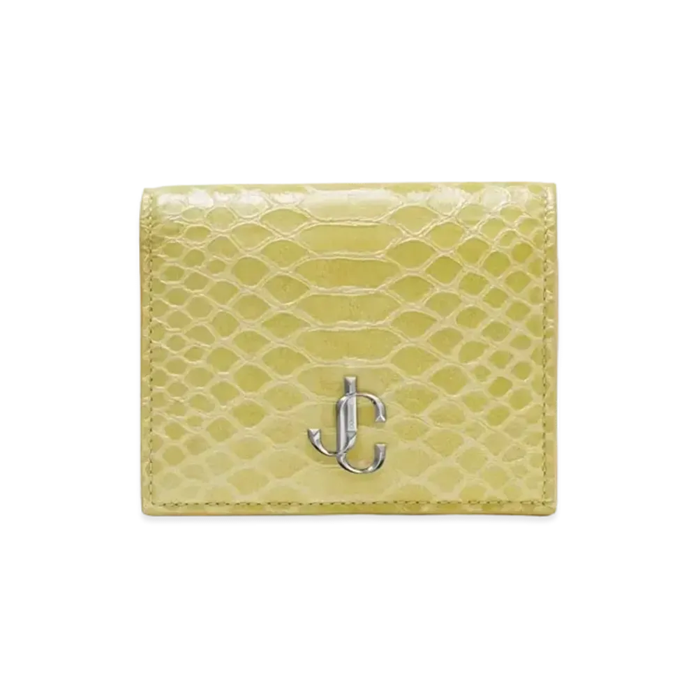 Jimmy Choo Hanne Gel Snake Printed Leather Wallet With JC Logo "Sunbleached"