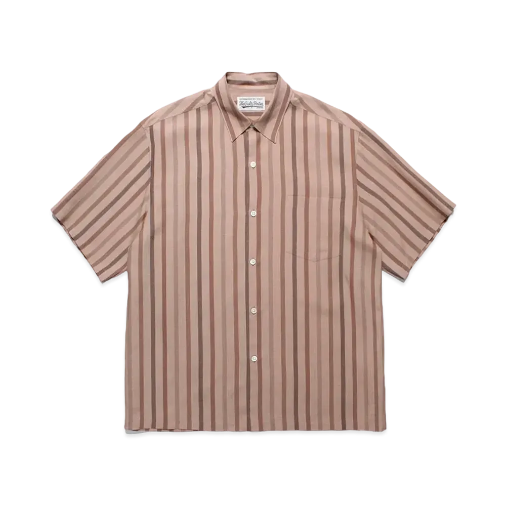 WACKO MARIA Striped Regular Collar Shirt "Brown"