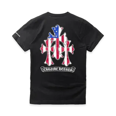 Chrome Hearts USA Flag Triple Cross Logo S/S T-Shirt "Black"