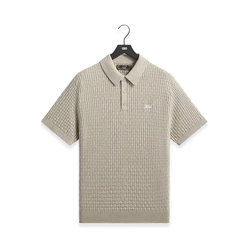 Kith Basket Weave Tilden Polo "Light Heather Grey"