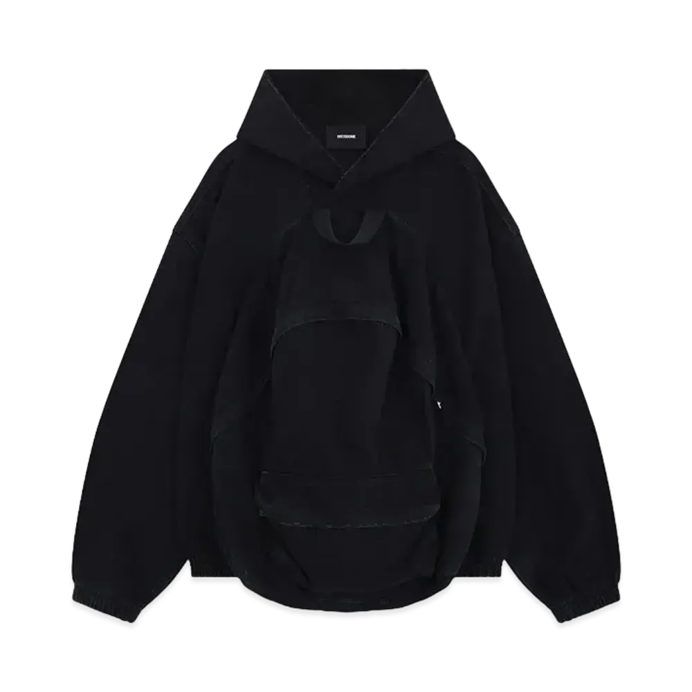 WE11DONE Backpack Denim Hoodie "Black"
