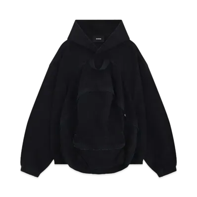 WE11DONE Backpack Denim Hoodie "Black"