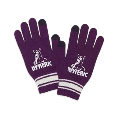 HYSTERIC GLAMOUR Speak No Evil Knit Gloves "Purple"