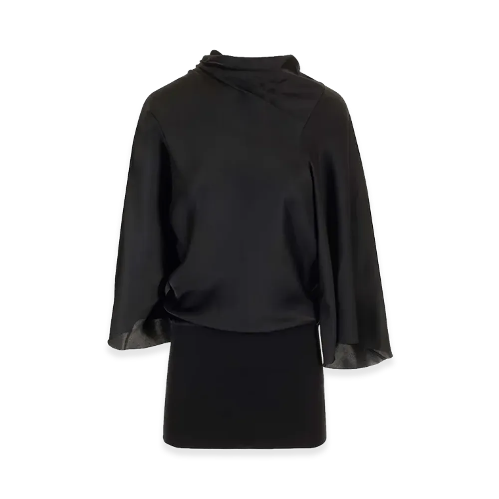 Rick Owens Women's Charmeuse Viscose Cylinder Neck Top "Black"