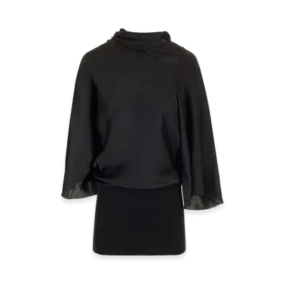 Rick Owens Women's Charmeuse Viscose Cylinder Neck Top "Black"