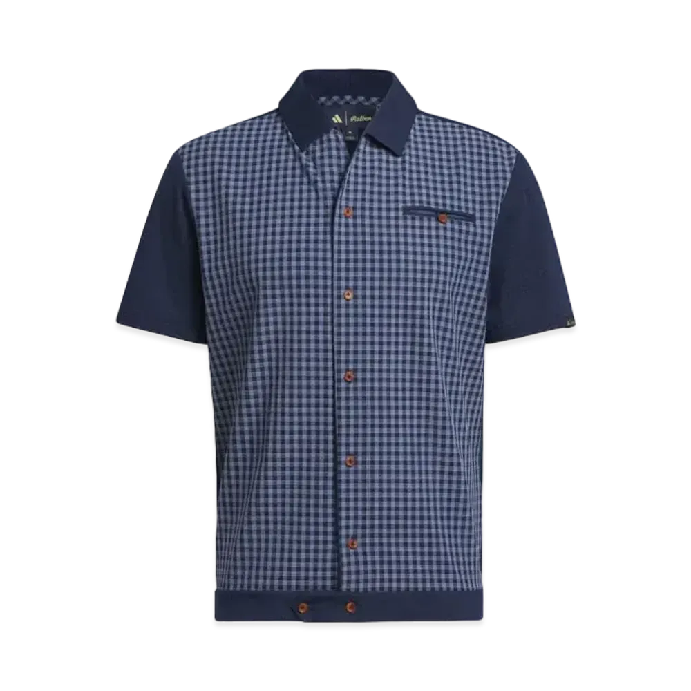 adidas x Malbon Golf Gingham Check Full Open Shirt "College Navy"