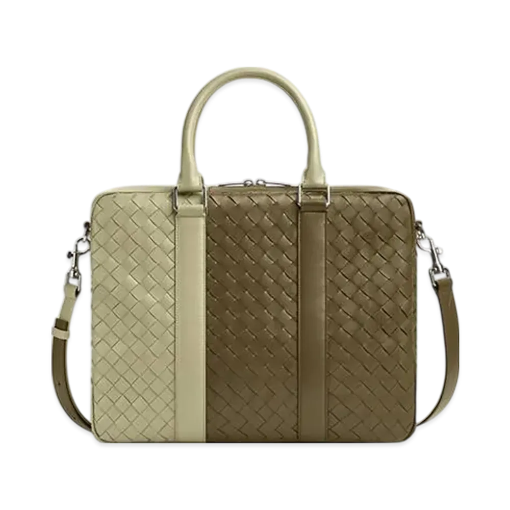 Bottega Veneta Intrecciato Briefcase "Mud/Travertine"