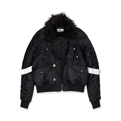 MM6 Maison Margiela Women's Faux Fur Collar Bomber Jacket "Black"
