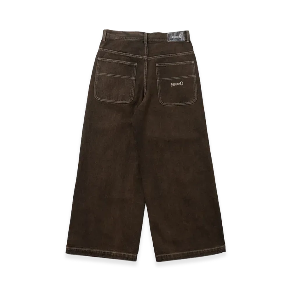 BLESS U BU Wash Baggy Denim "Dark Brown"