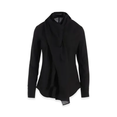 Yohji Yamamoto 100/-Khadi Stole Detail Blouse "Black"
