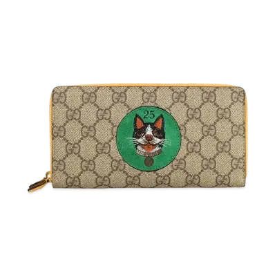 GUCCI GG Supreme Bosco Zip Around Wallet "Beige/Ebony"