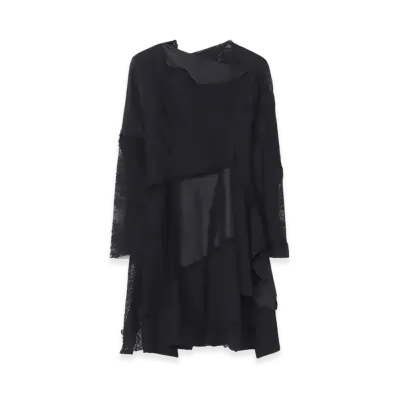 Yohji Yamamoto Salsa Lace Patchwork Long Blouse "Black"