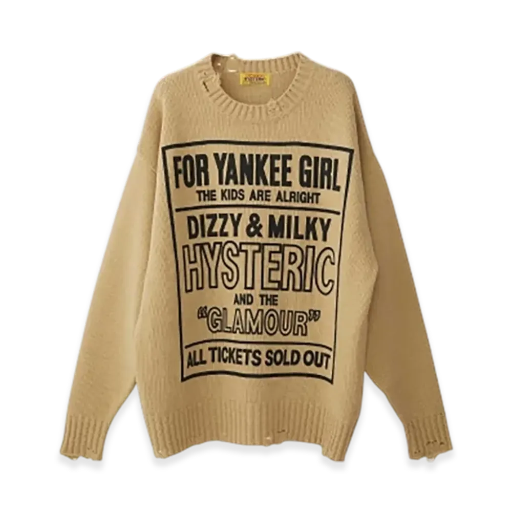 HYSTERIC GLAMOUR Dizzy & Milky Crash Sweater "Beige"