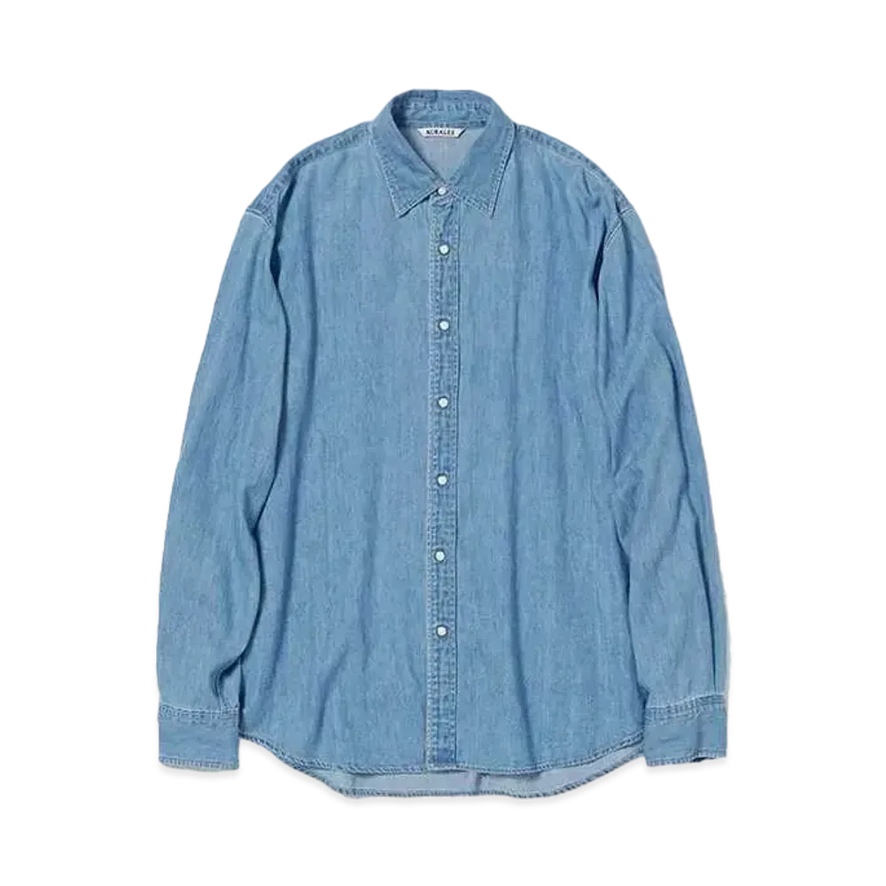 AURALEE Selvedge Super Light Denim Shirt "Washed Indigo"