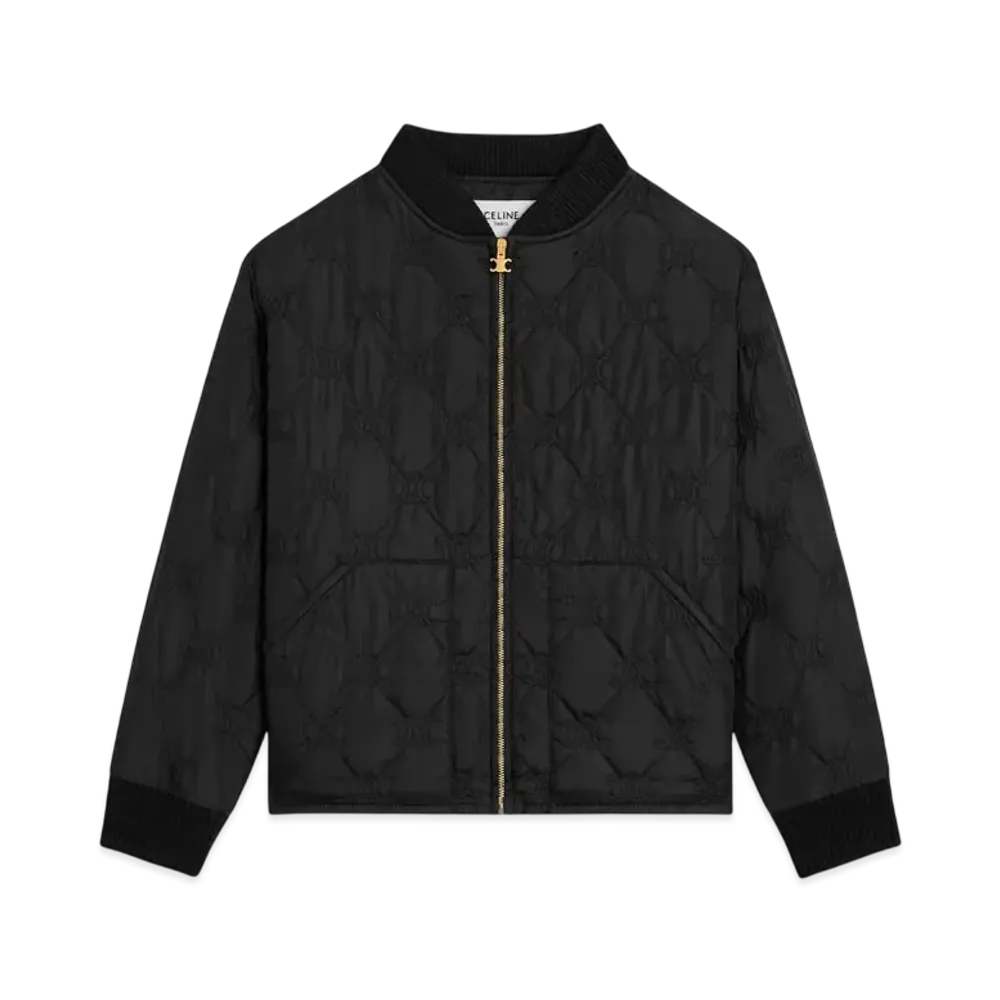 CELINE Women's Triomphe Teddy Jacket in Lightweight Nylon "Black"
