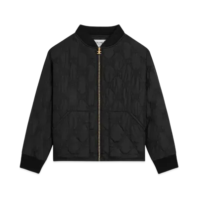 CELINE Women's Triomphe Teddy Jacket in Lightweight Nylon "Black"
