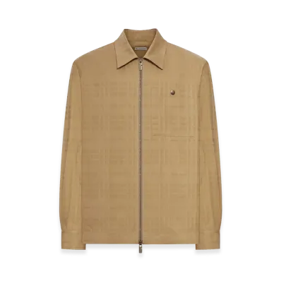 Burberry Check Cotton Zip-Up Shirt "Beige"