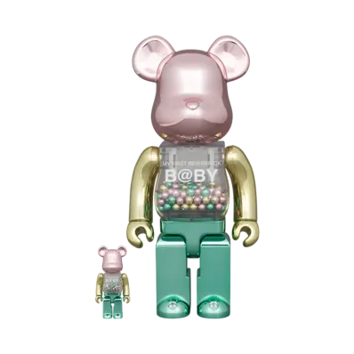 MEDICOM TOY "BEARBRICK" My First Bearbrick Baby 1St Color Chrome Ver. 100% & 400%