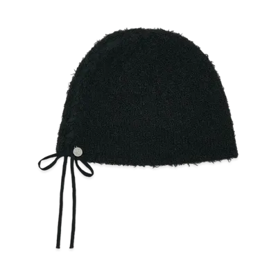 Matin Kim Ribbon Tie Knit Beanie "Black"