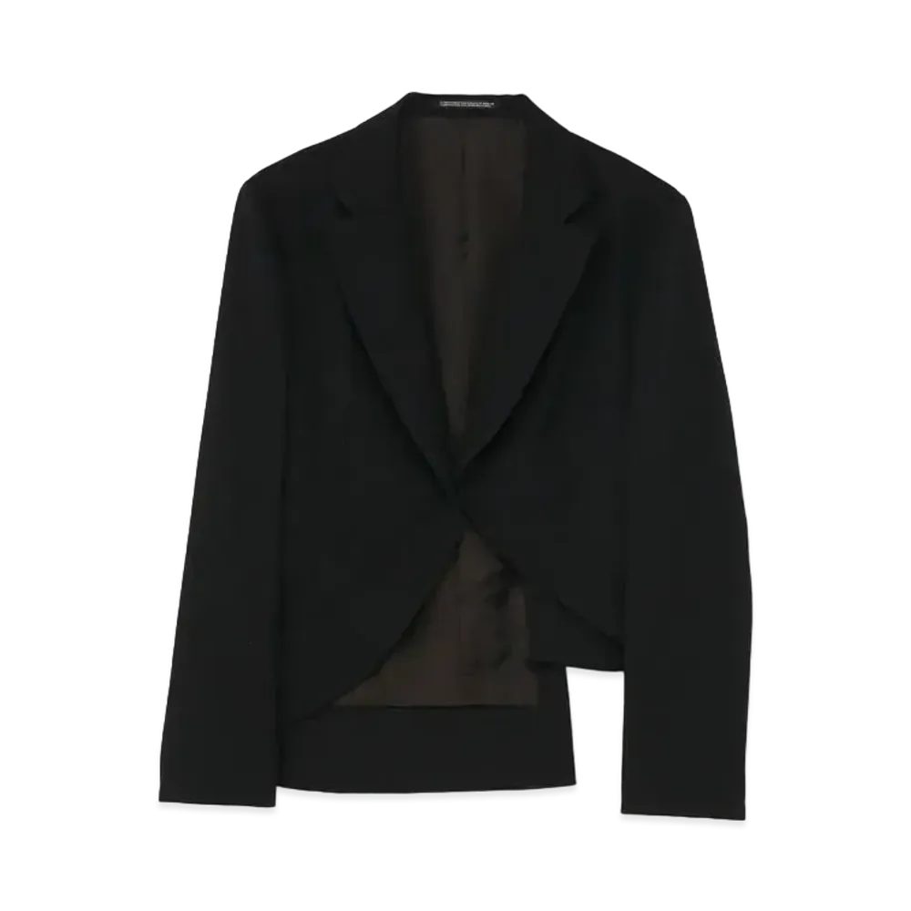 Yohji Yamamoto WOOL GABARDINE HEM ROUND J "Black"