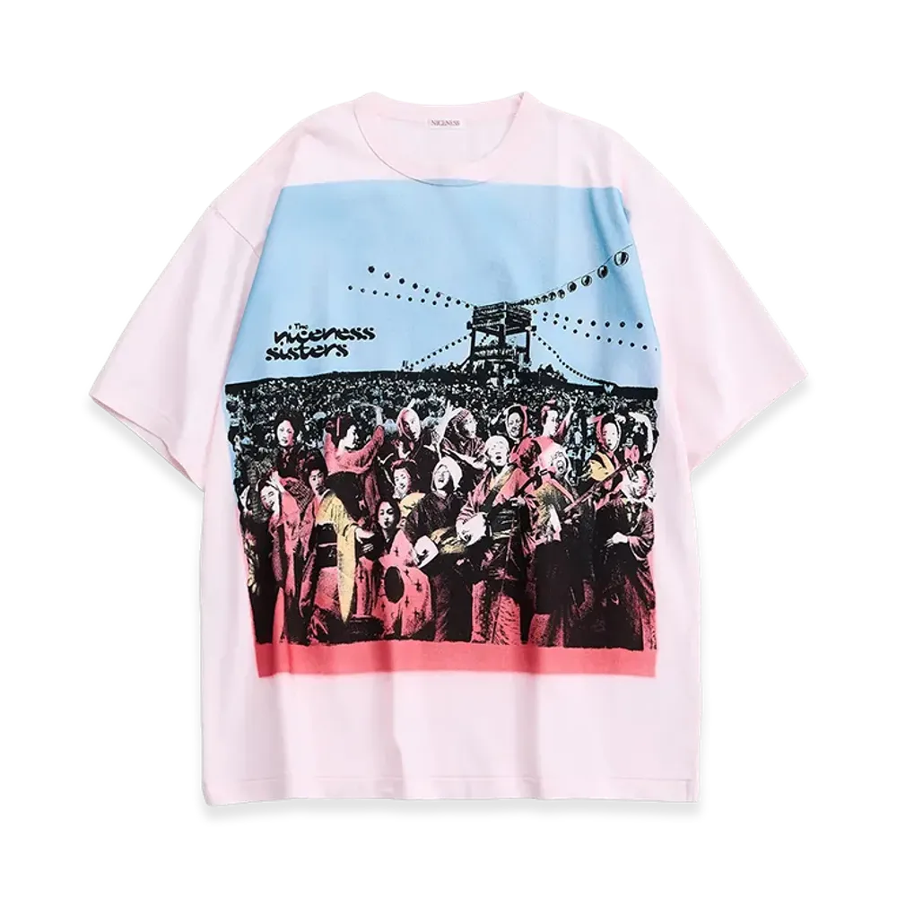 NICENESS Ed Hand Stencil Print Tee "Pink"