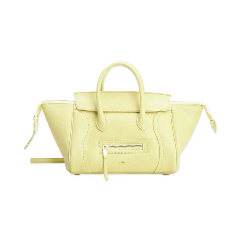 CELINE Women's Small New Luggage In Soft Shiny Lambskin "Yellow"