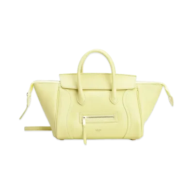 CELINE Women's Small New Luggage In Soft Shiny Lambskin "Yellow"