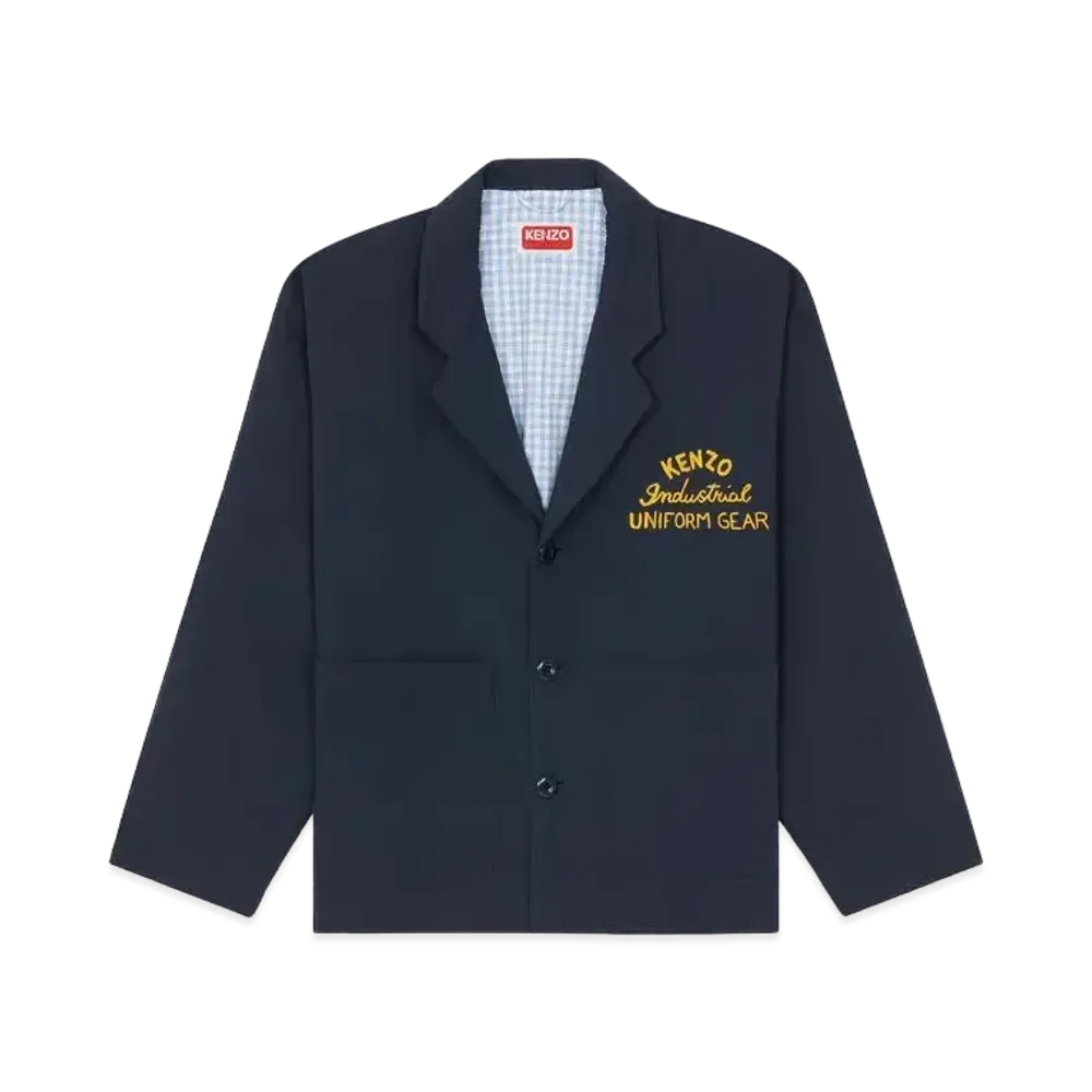 KENZO 'DRAWN VARSITY' Embroidery Workwear Jacket "Midnight Blue"