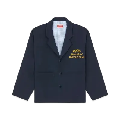 KENZO 'DRAWN VARSITY' Embroidery Workwear Jacket "Midnight Blue"