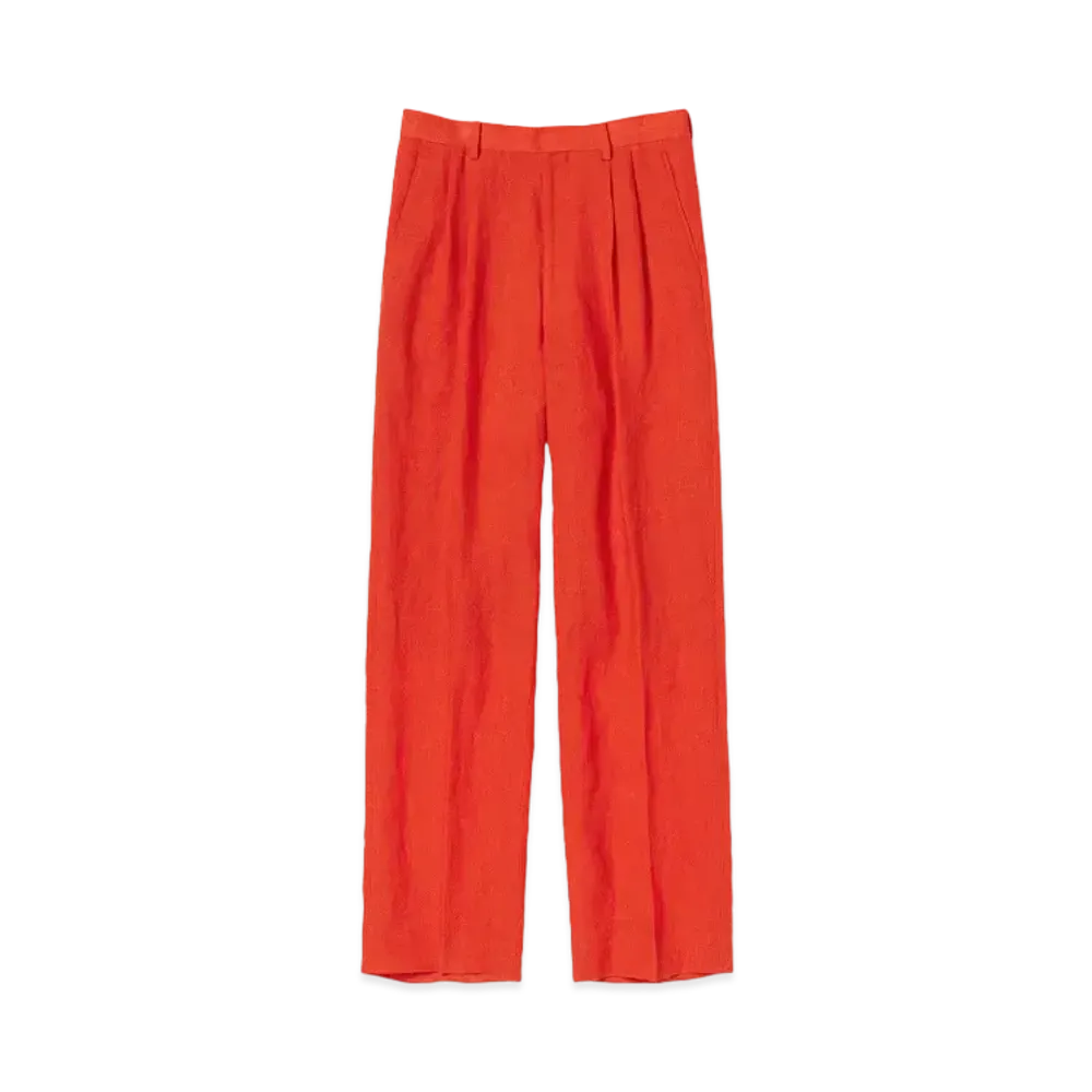 AURALEE Linen Silk Tweed Slacks "Red"