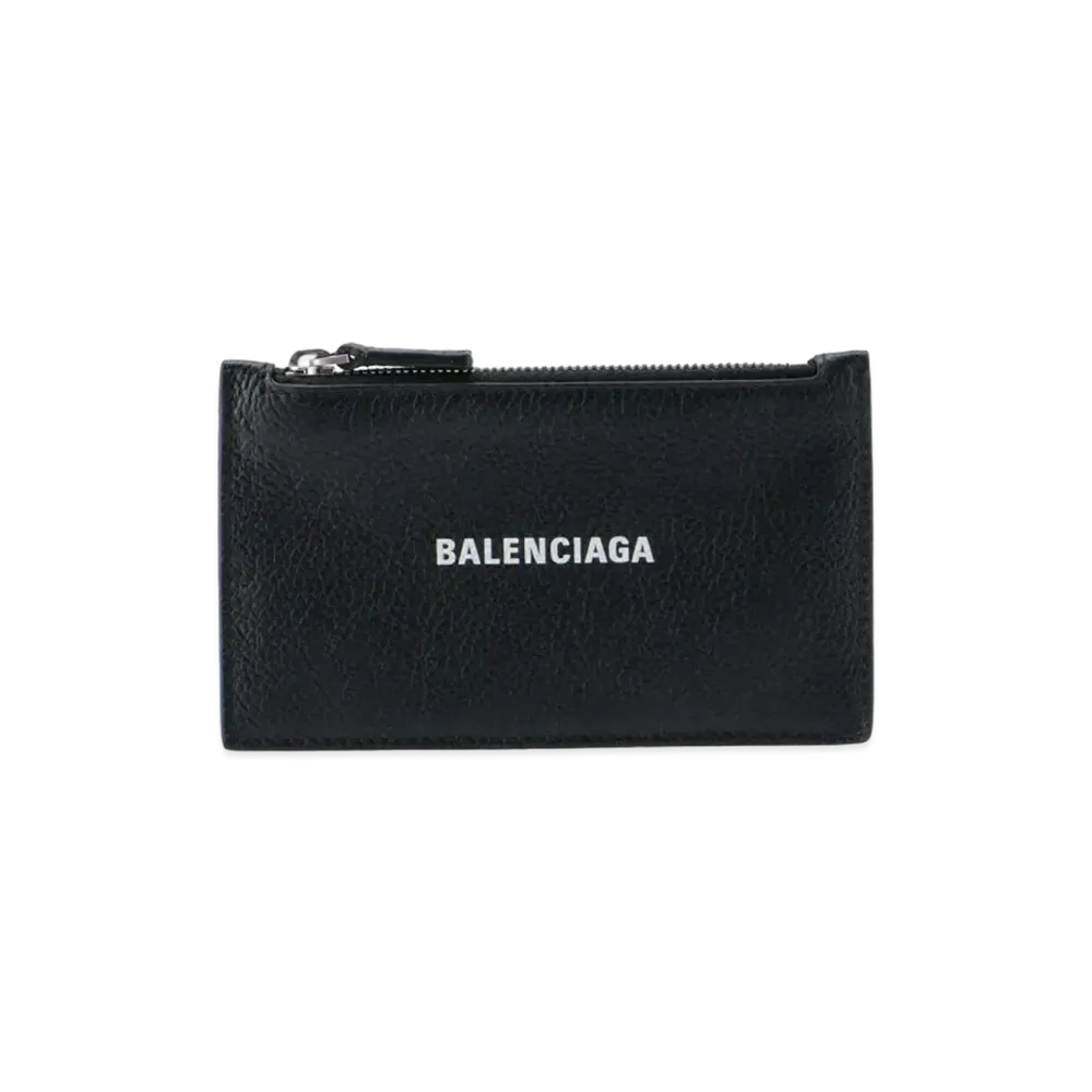 BALENCIAGA Men's Cash Long Coin And Card Holder Grained Calfskin "Black"