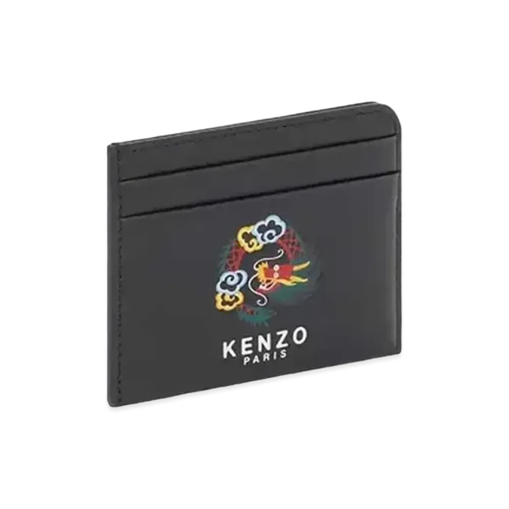 KENZO 'STAMP' Leather Card Holder "Black"
