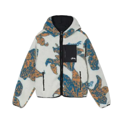 Stussy FLORAL SHERPA HOOD JACKET "Bone"